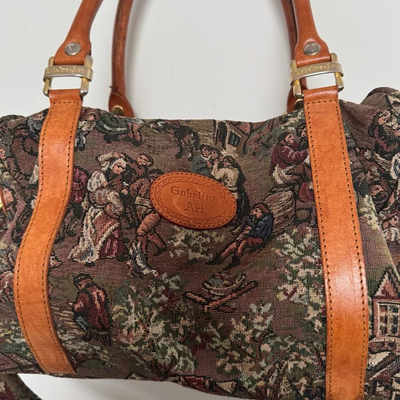 Goblins art vintage Tapestry with Brown Leather Accents duffle renaissance fairy - Picture 4 of 8